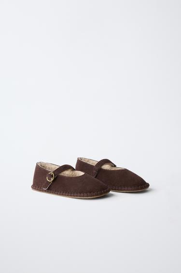 LEATHER LINED BALLERINA SHOES — Brown 1