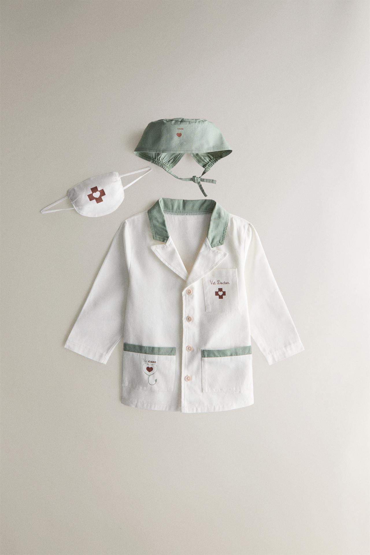 KIDS’ VETERINARIAN COSTUME — White / Green
