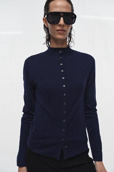 ИЗКЛЮЧИТЕЛНО ФИНА ПЛЕТЕНА ЖИЛЕТКА - Мастиленосин от Zara