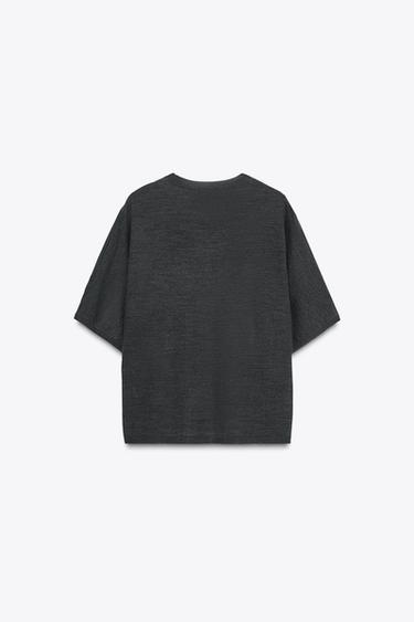 TOP EN MAILLE MANCHES COURTES AVEC LAINE - Gris chiné de Zara - Image 5
