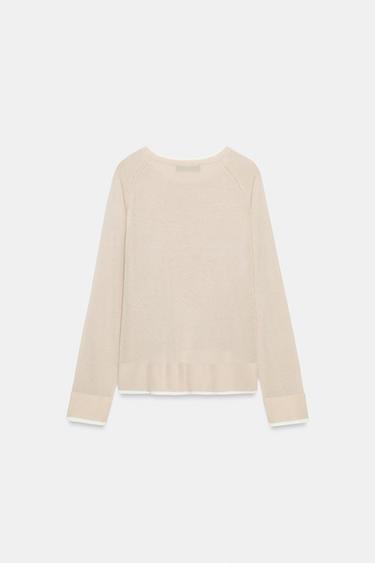 PULL EN MAILLE DOUBLE - Sable de Zara - Image 6