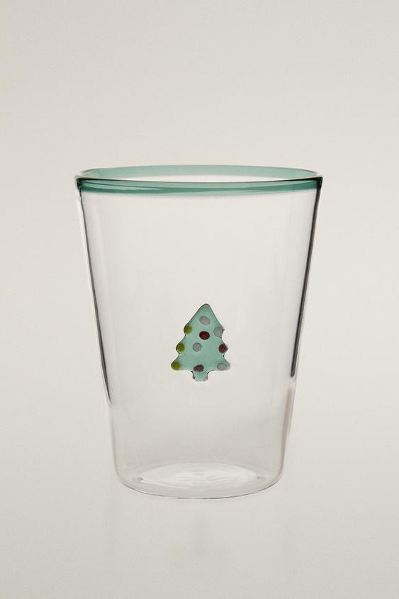 GLAS AUS BOROSILIKATGLAS MIT WEIHNACHTSBAUM - Grün von Zara - Bild 0
