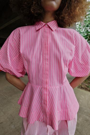 STRIPED POPLIN SHIRT - Pink by Zara