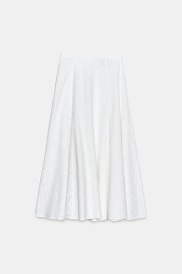 CUTWORK EMBROIDERY MIDI SKIRT - White by Zara - Image 7