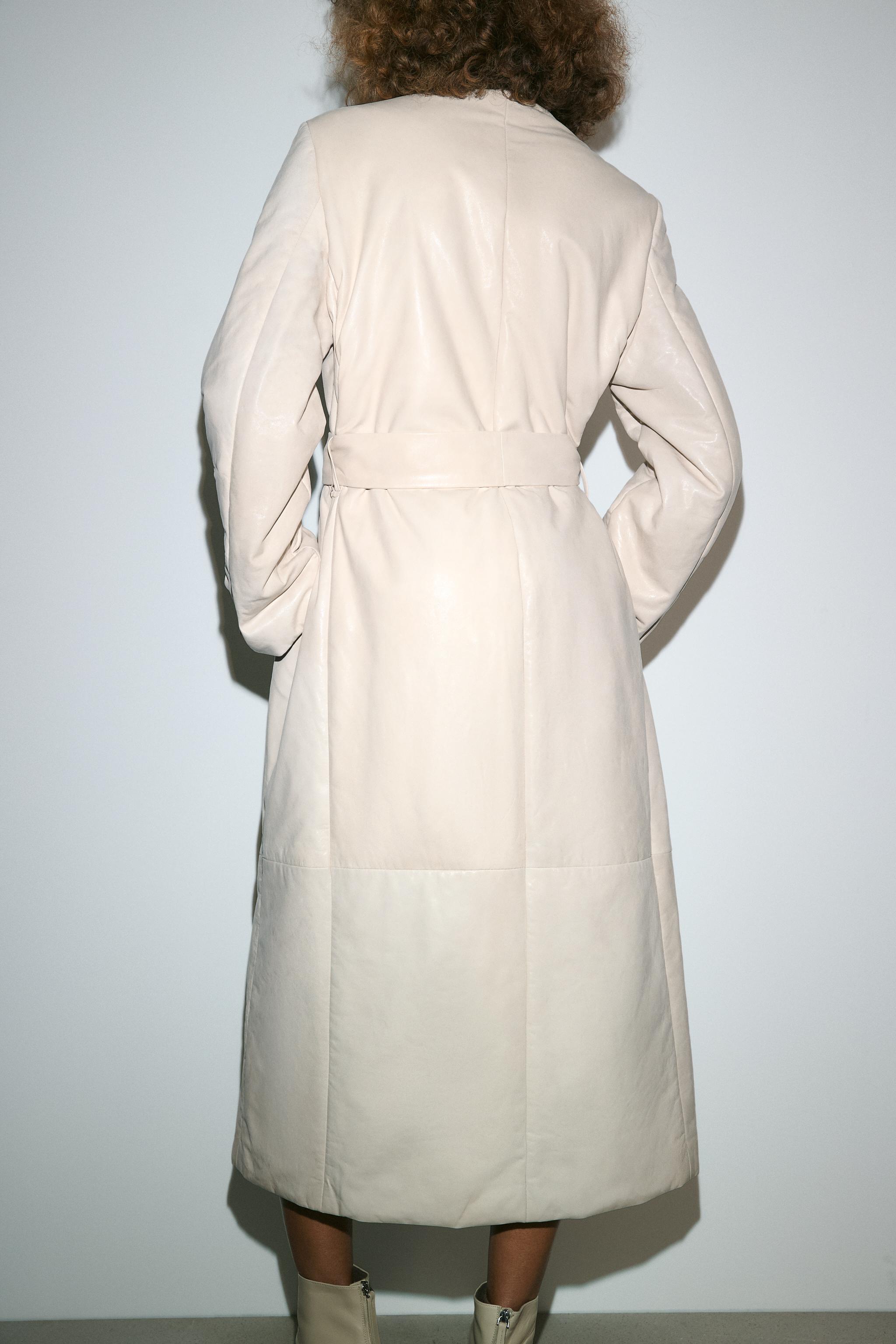 ZW COLLECTION LIMITED EDITION QUILTED LEATHER COAT - Ecru | ZARA