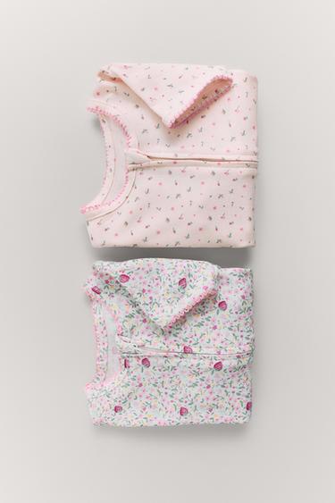 حزمة بيجامتين كاملتين بنقشة زهور - وردي by Zara