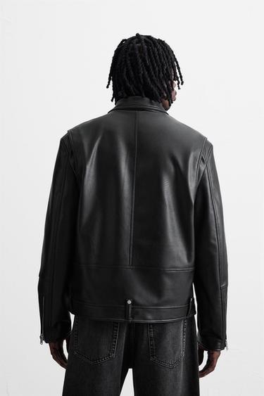 VESTE DE MOTARD MATIÈRE SYNTHÉTIQUE - Noir de Zara - Image 2