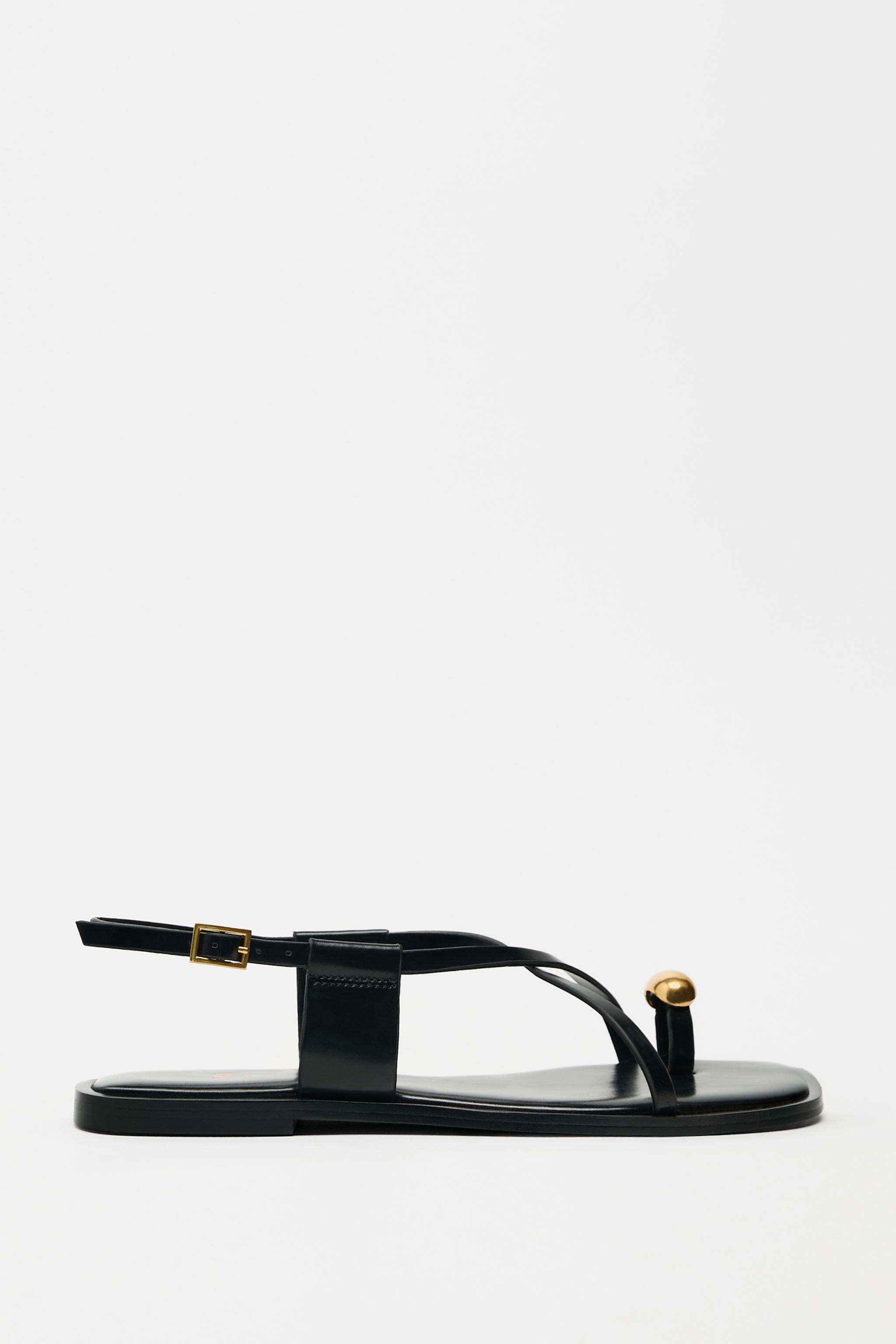 Женские сандалии Zara FLAT SANDALS WITH METALLIC DETAIL