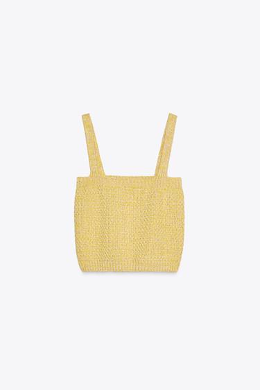 HAUT COURT EN MAILLE - Jaune de Zara - Image 2