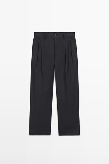 Zara Cotton trousers with double darts - Navy blue