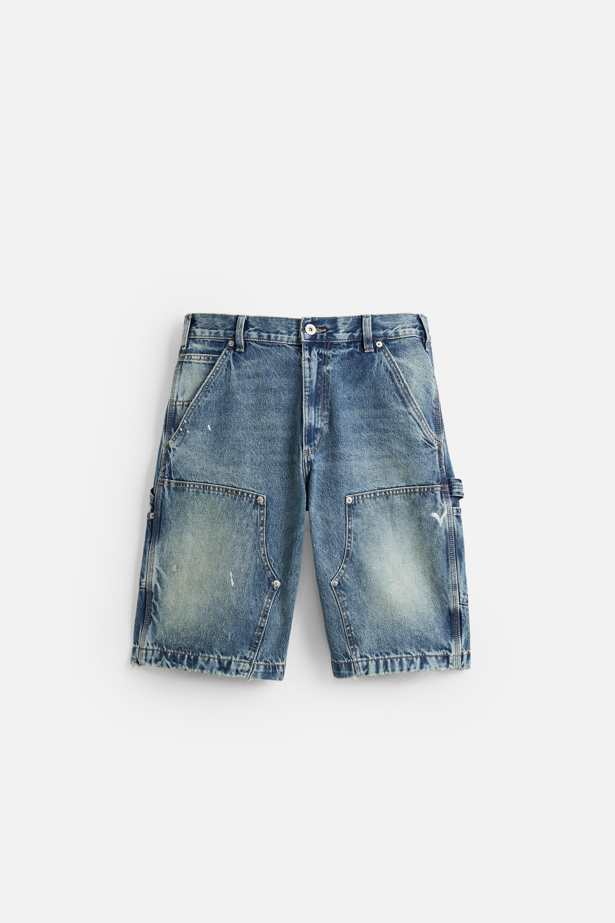 BAGGY FIT CARPENTER POCKET BERMUDA SHORTS - Blue | ZARA Canada