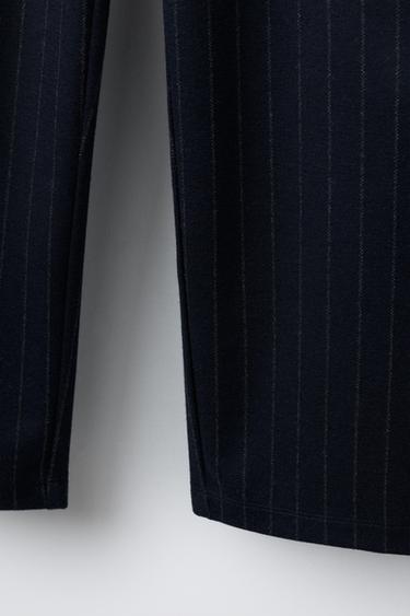 PINSTRIPED STRAIGHT-LEG TROUSERS - Navy blue by Zara - Image 3