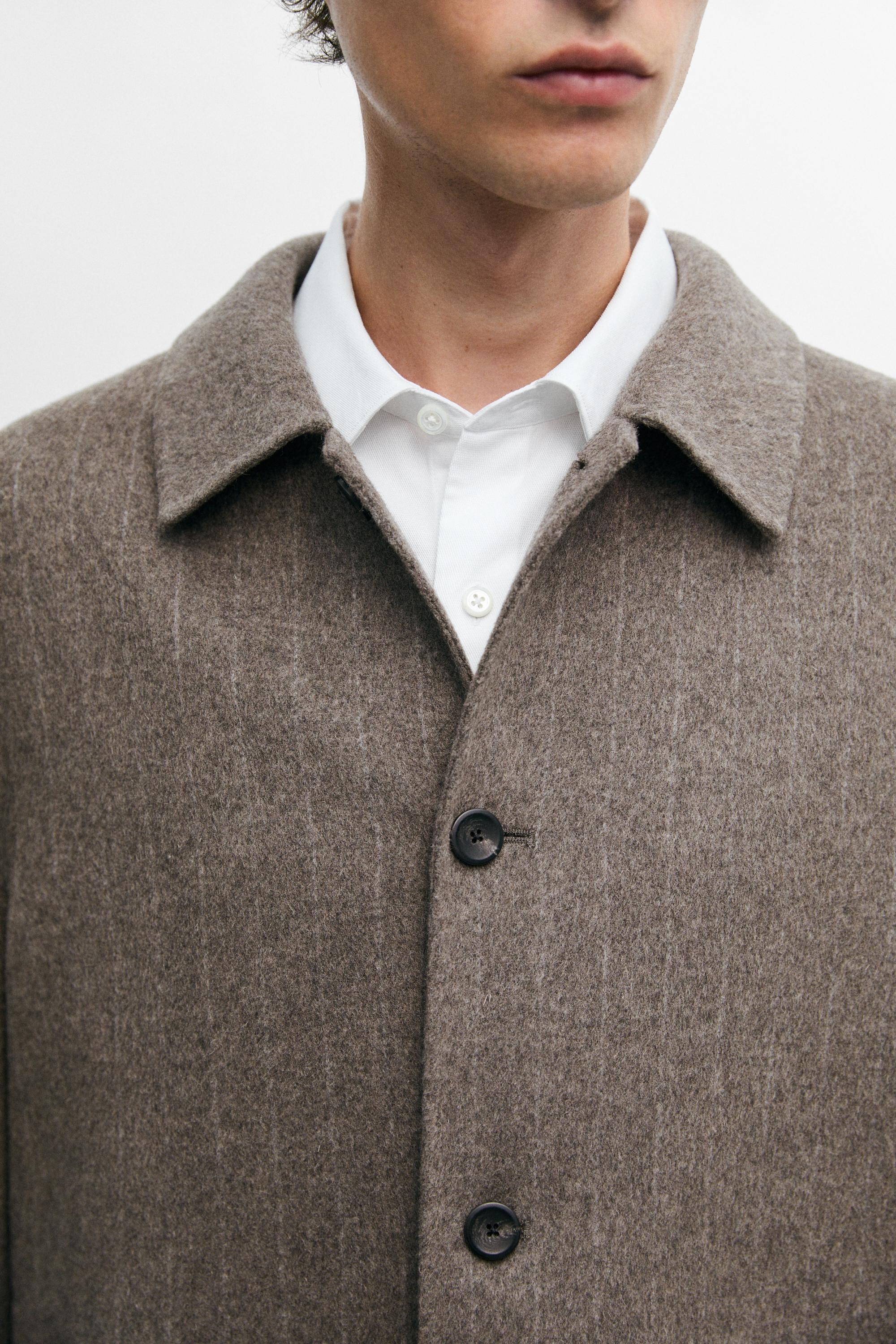 Striped double wool blend jacket
