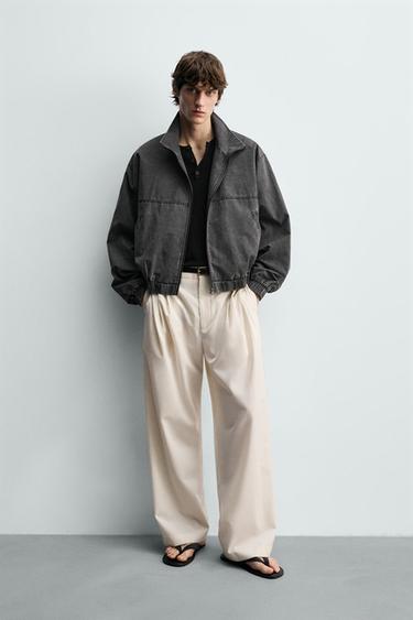 GIUBBOTTO SLAVATO CROPPED FIT - Grigio antracite di Zara