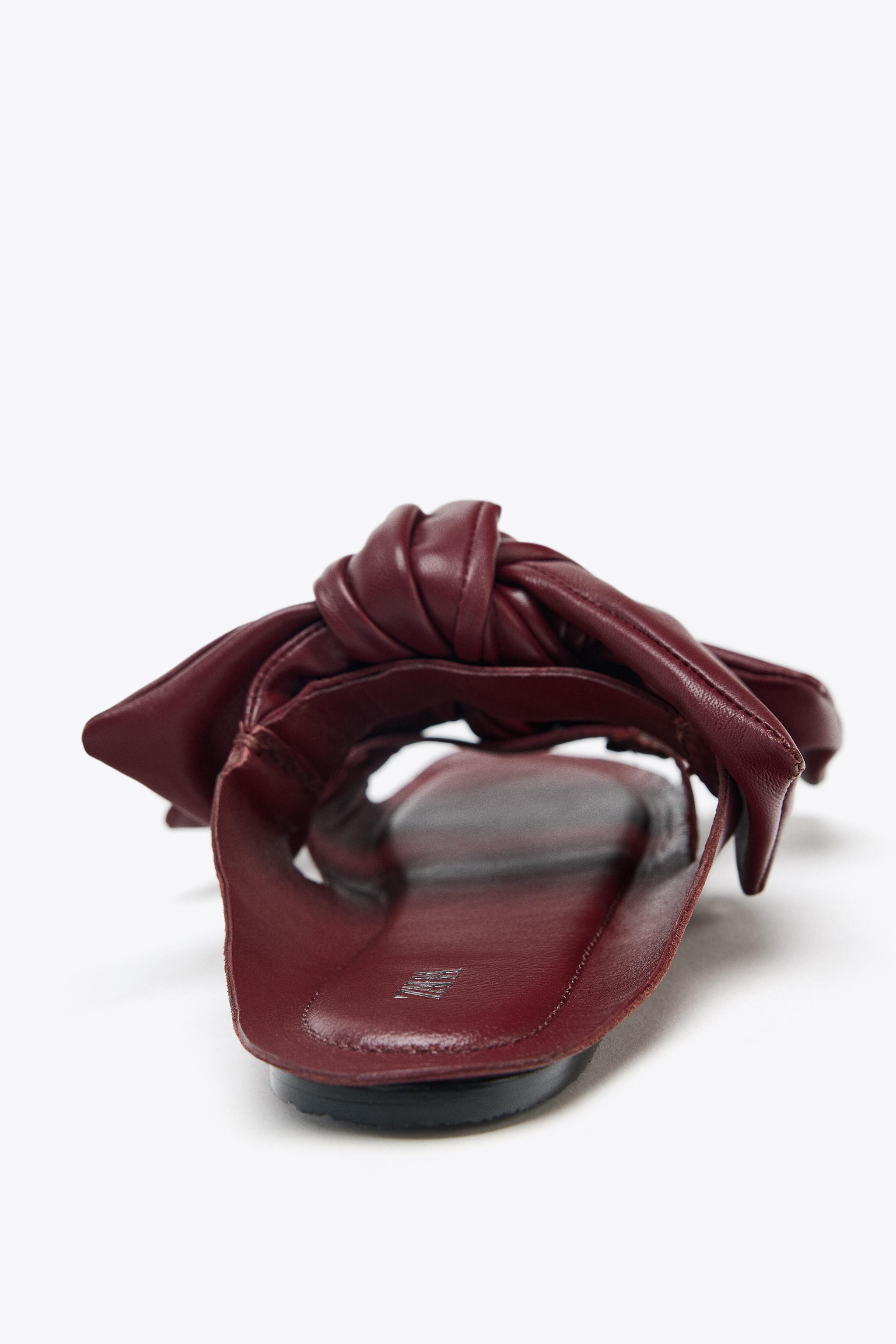 N21 リボン レザーサンダル リボン付きレザーサンダル - ボルドー | ZARA Japan / 日本