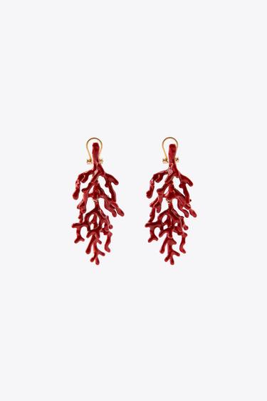 CORAL EARRINGS - Red by Zara