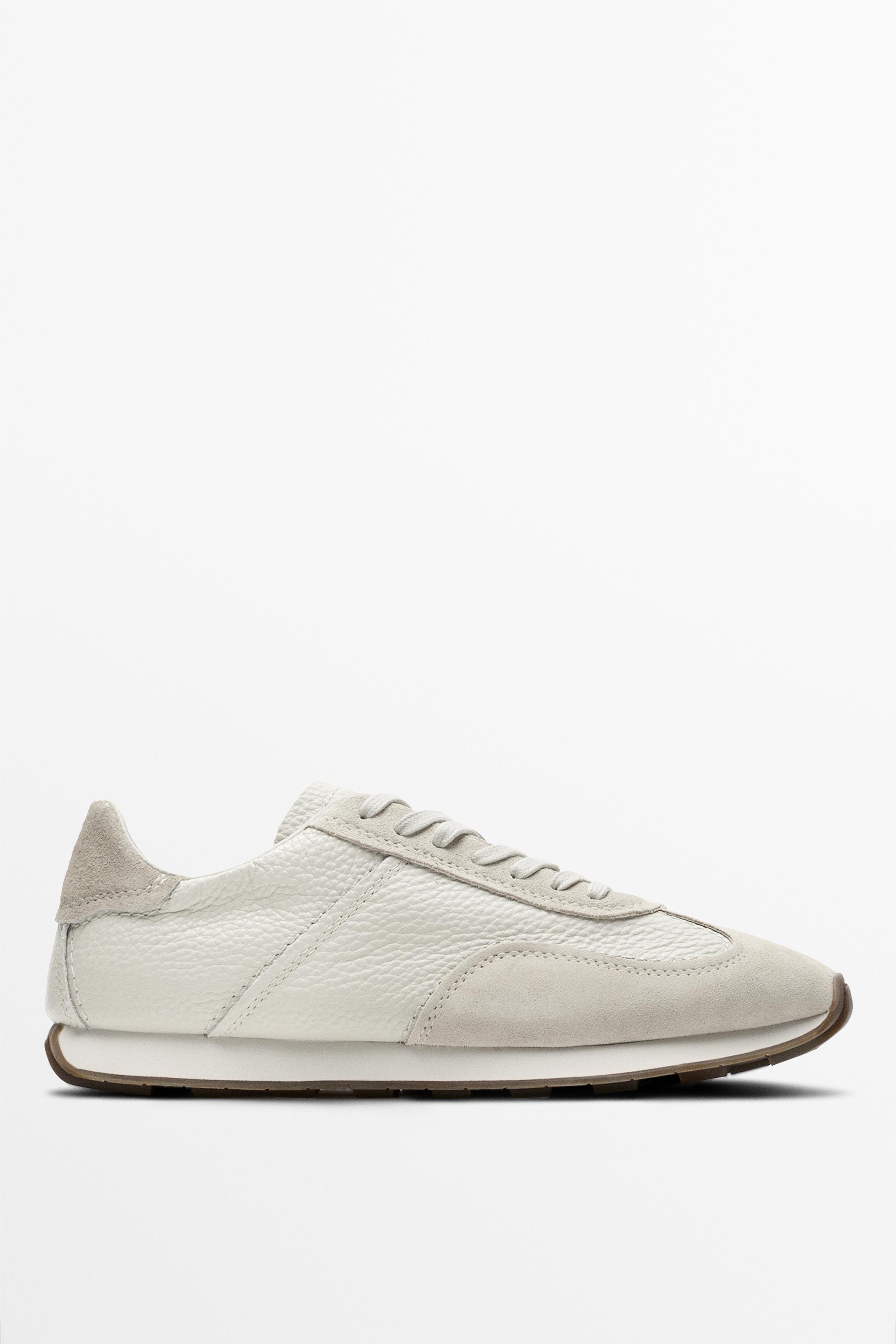 Milled nappa leather sneaker — White