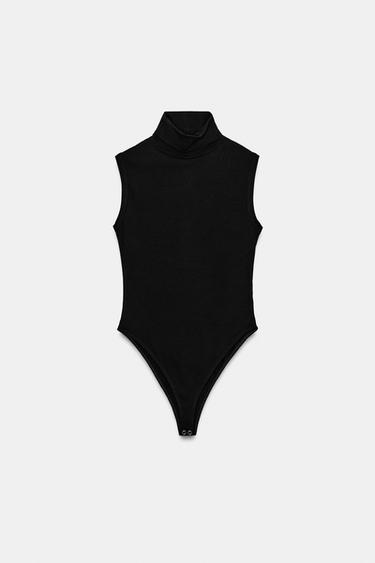 Zara HIGH COLLAR BODYSUIT - Black