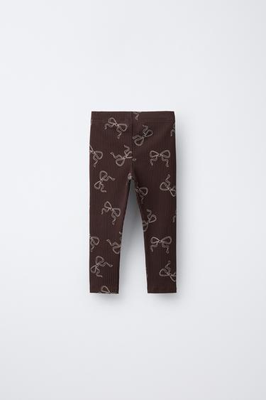 LEGGING CÔTELÉ IMPRIMÉ - Chocolat de Zara - Image 1