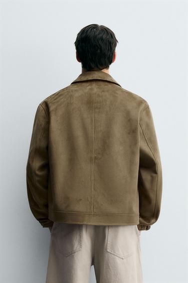 FAUX SUEDE REGULAR FIT JACKET - Dark brown by Zara - Image 2