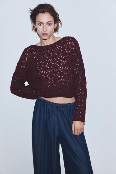 Zara KNIT SWEATER - Dark maroon