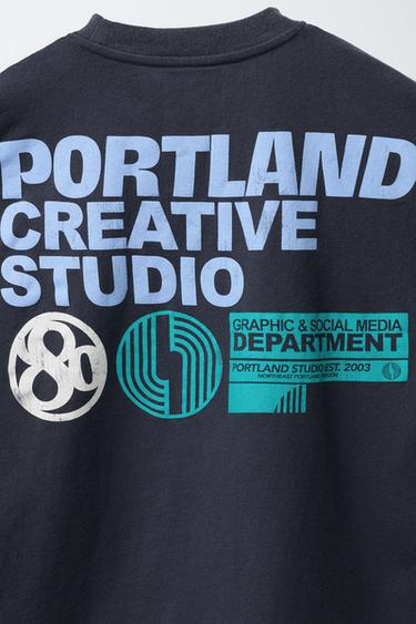 T-SHIRT WITH RAISED SLOGAN - Blue by Zara - Image 3