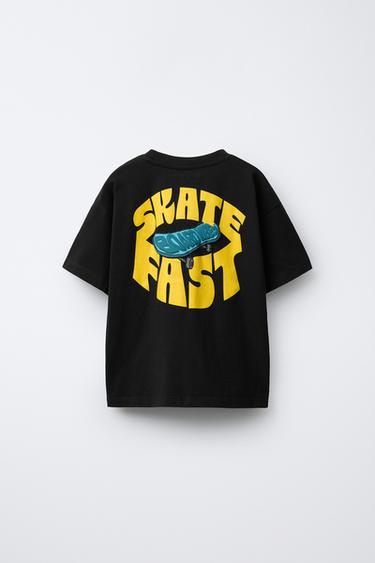 SKATE RAISED T-SHIRT - Black / White by Zara