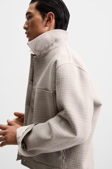 CHECKED CROPPED JACKET - Beige by Zara - Image 5