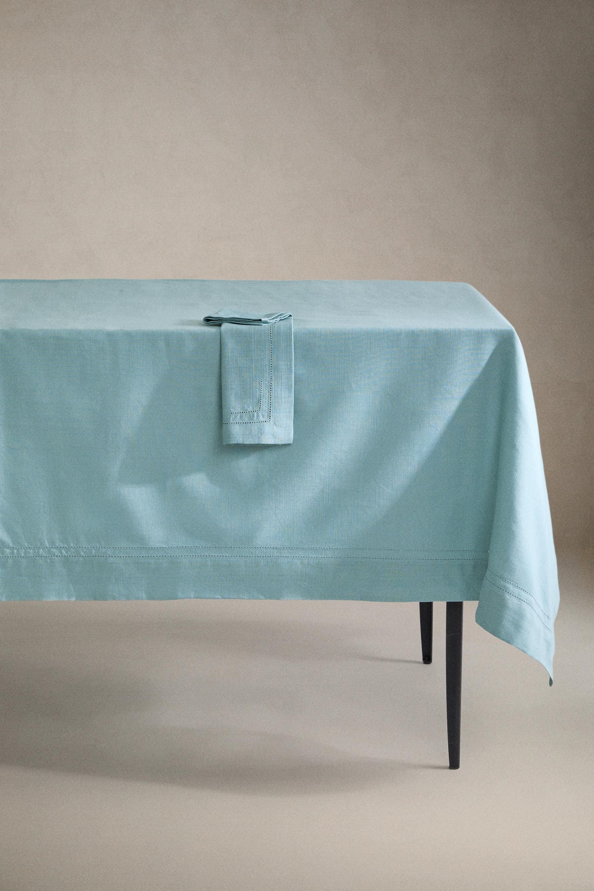 Zara HEMSTITCHED COTTON TABLECLOTH