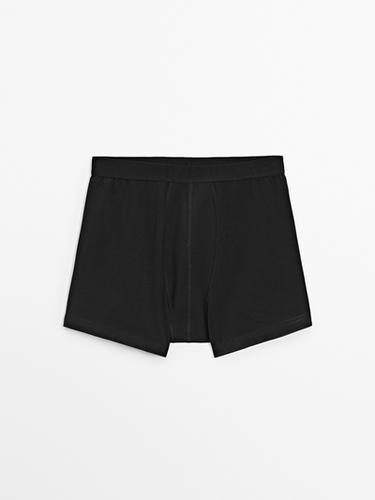 Boxer uni en coton mélangé - Noir de Zara - Image 0