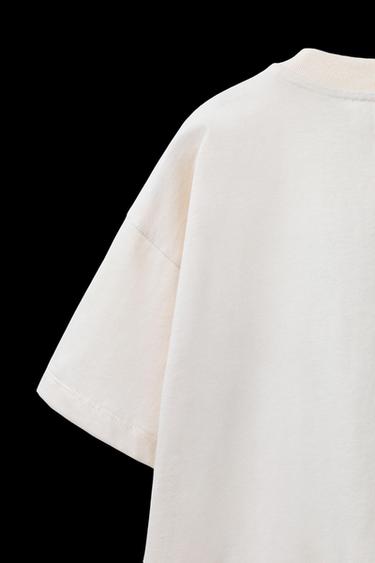 Zara PRINTED T-SHIRT - Ecru