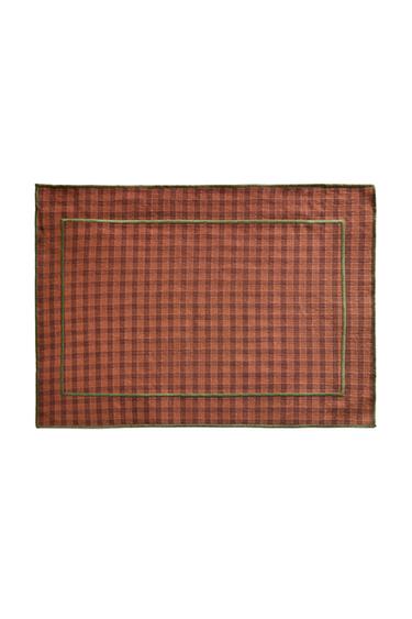CHECK PLACEMAT WITH TOPSTITCHING - Brick by Zara