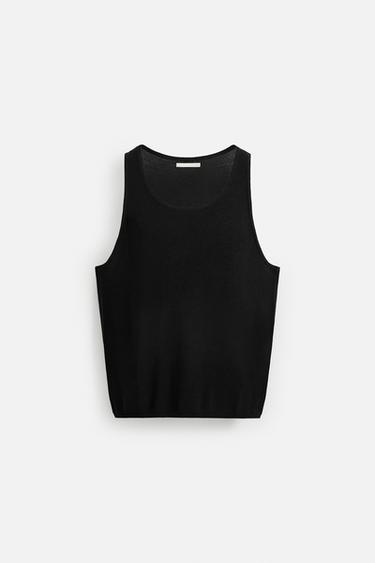 KNITTED TANK TOP - Black by Zara - Image 5