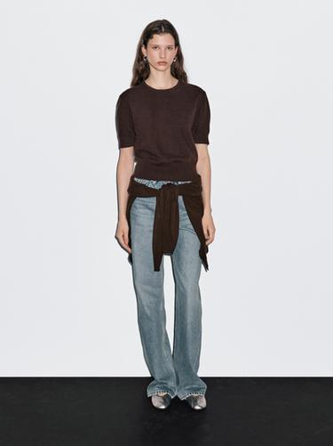 Zara Short sleeve wool blend sweater - Chocolate - Image 0