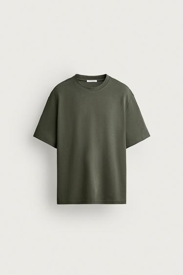 RELAXED FIT INTERLOCK T-SHIRT /04 - Dark khaki by Zara