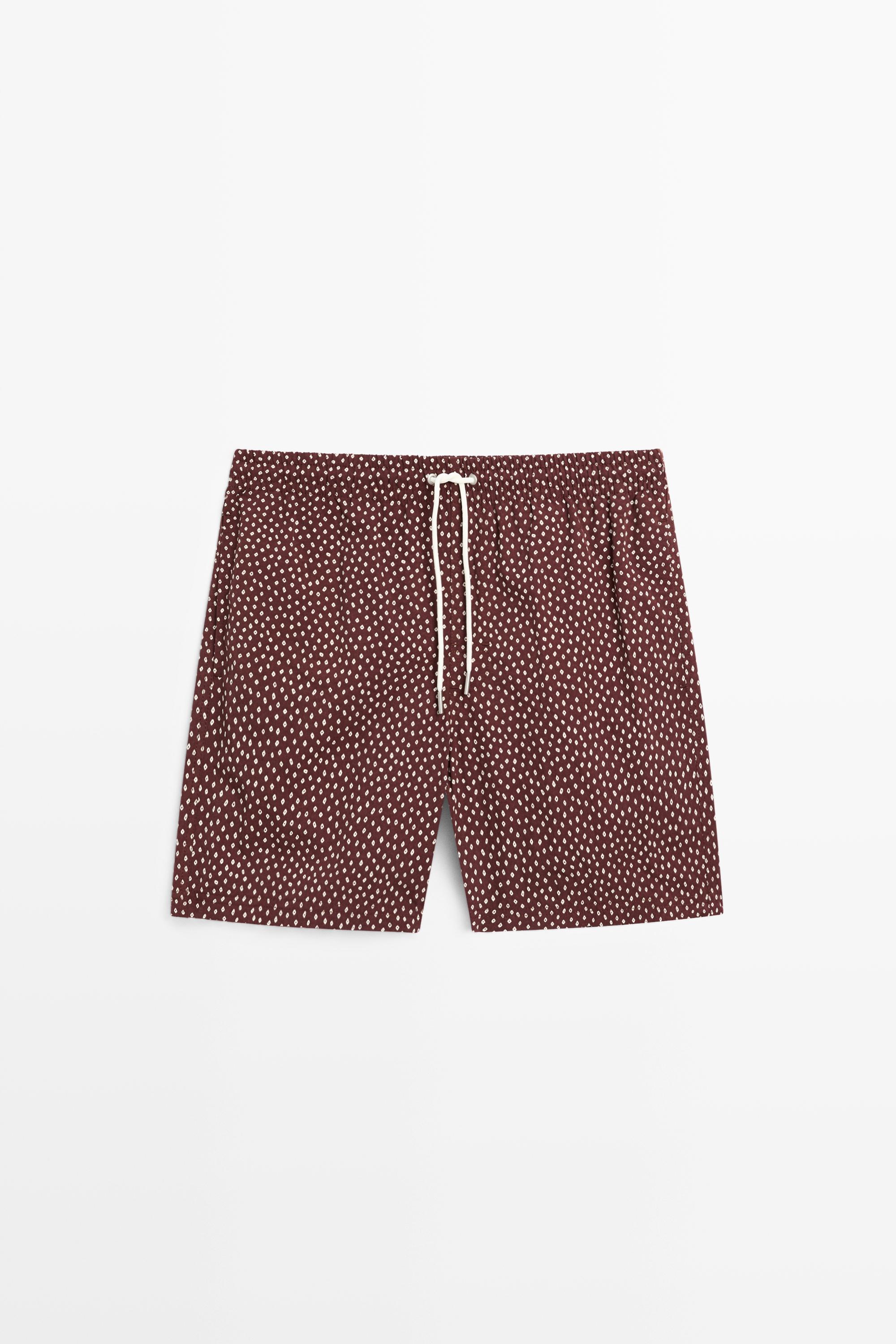 Polka dot print swimming trunks — Burgundy