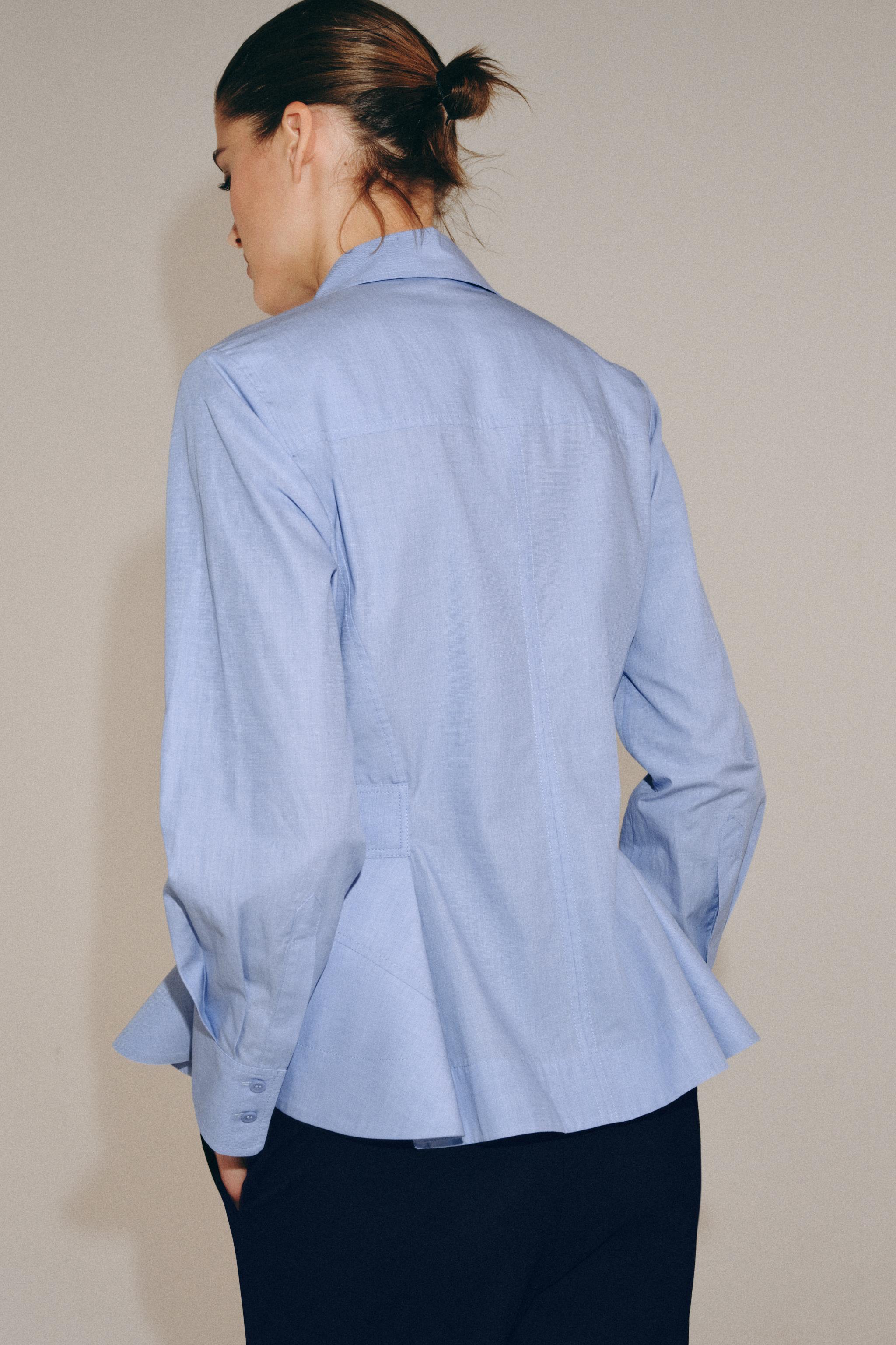 ZW COLLECTION PEPLUM POPLIN SHIRT - White | ZARA United States