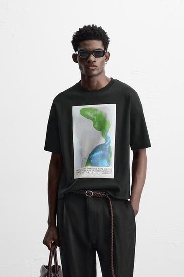 MOLETOM COM ESTAMPA DE AQUARELAS - Preto da Zara