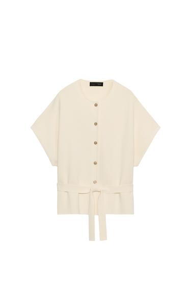 CARDIGAN WITH BELT - Ecru by Zara