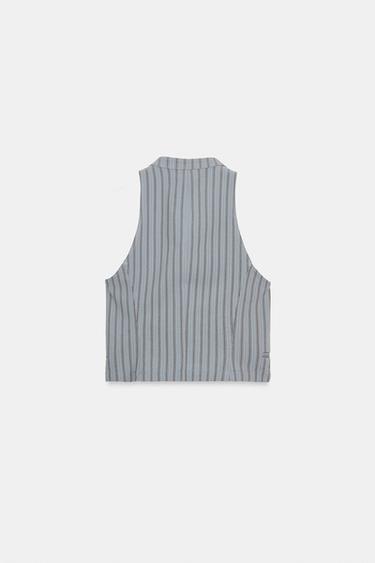 STRIPED DOUBLE-BREASTED WAISTCOAT - Blue / Grey by Zara - Image 6