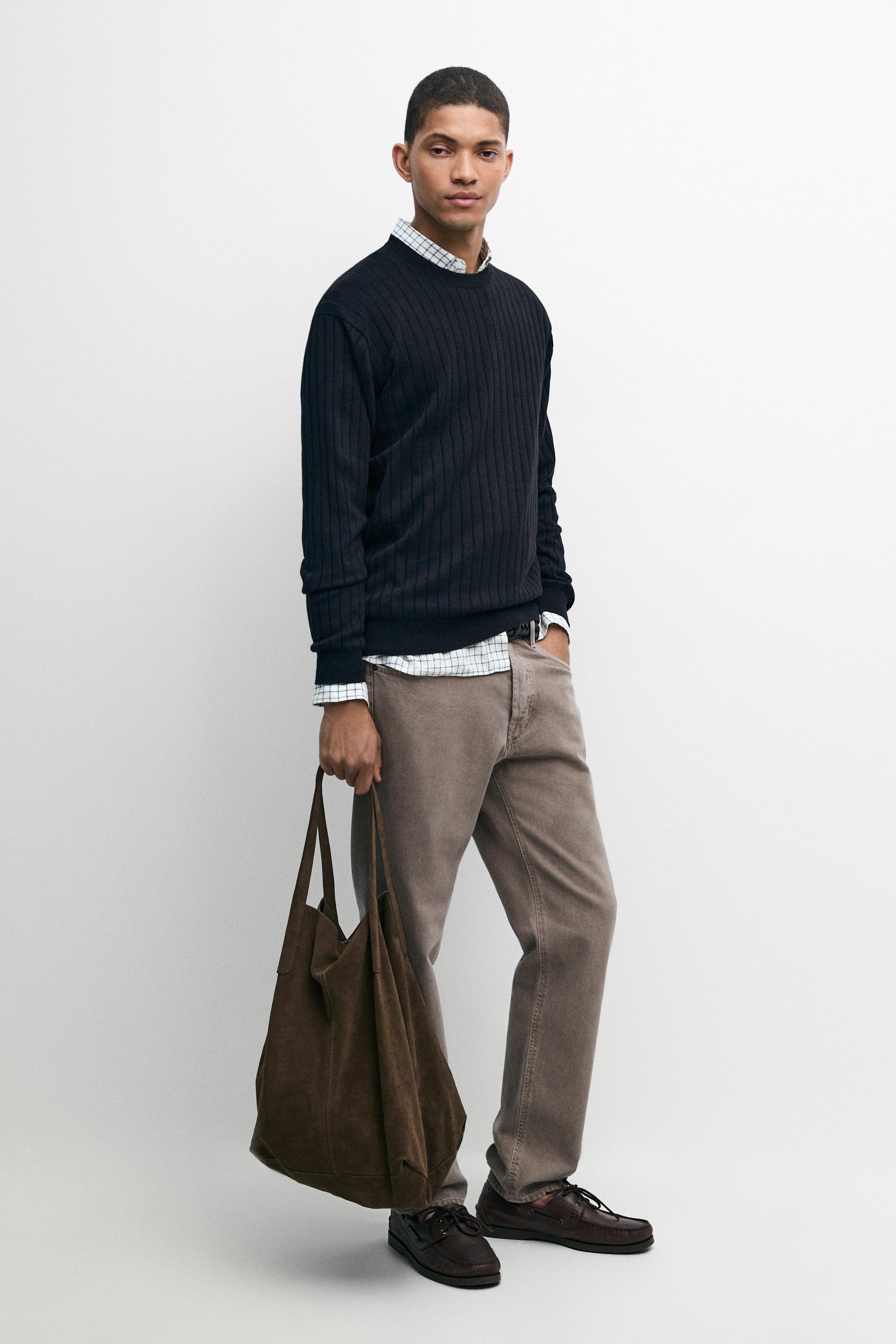 Pull en maille côtelée 100 % coton