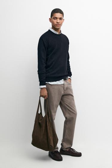 Zara 100% cotton ribbed knit sweater - Navy blue - Image 0