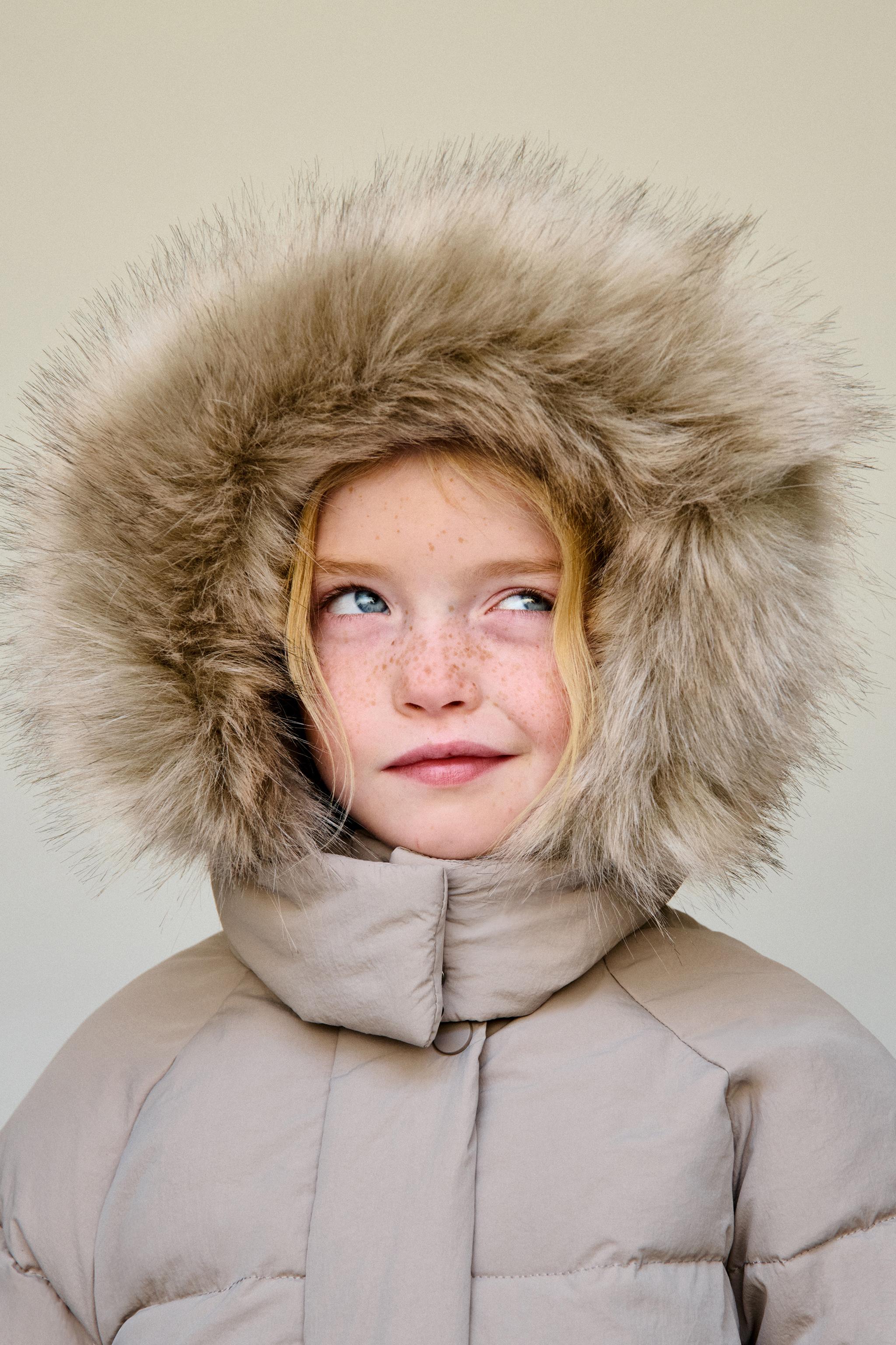 WATER-REPELLENT FEATHER DOWN JACKET WITH DETACHABLE FAUX FUR