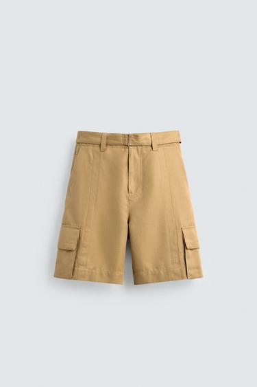 BERMUDA CARGO CINTURON - Tostado de Zara