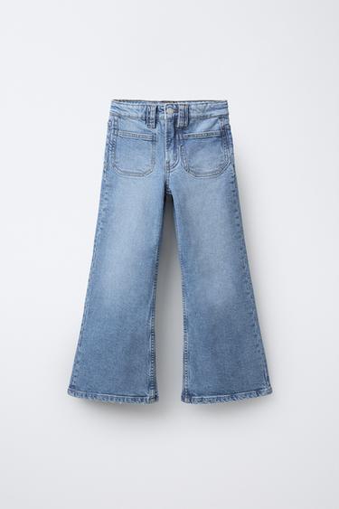 JEANS BOCA DE SINO COM BOLSOS - Índigo da Zara