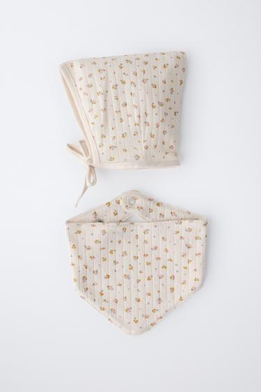 FLORAL BONNET AND BANDANA SET - Ecru by Zara - Image 3