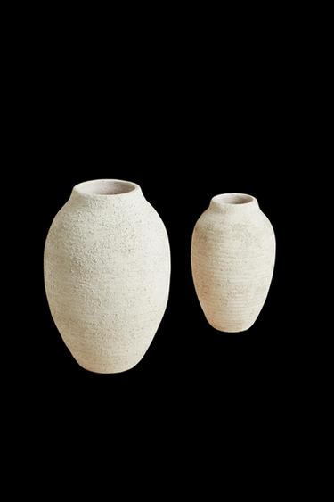 ROUGH-EFFECT CERAMIC VASE - Grey by Zara
