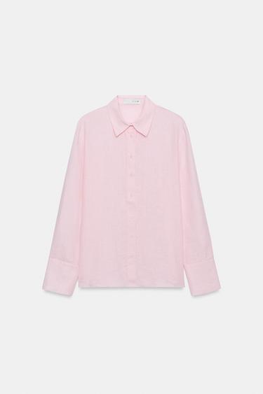 ZW COLLECTION 100% LINEN SHIRT - Pink by Zara - Image 4