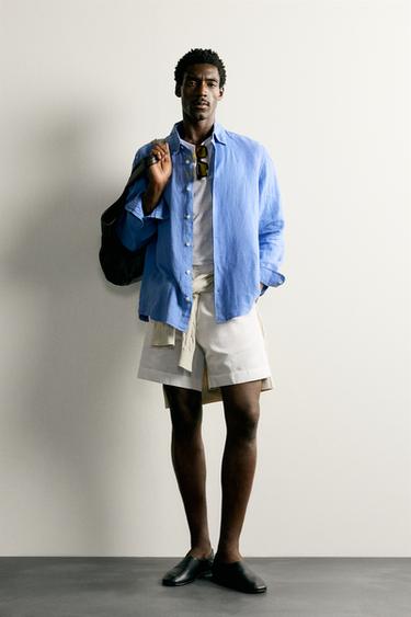 REGULAR FIT BERMUDA SHORTS WITH TABS - White by Zara