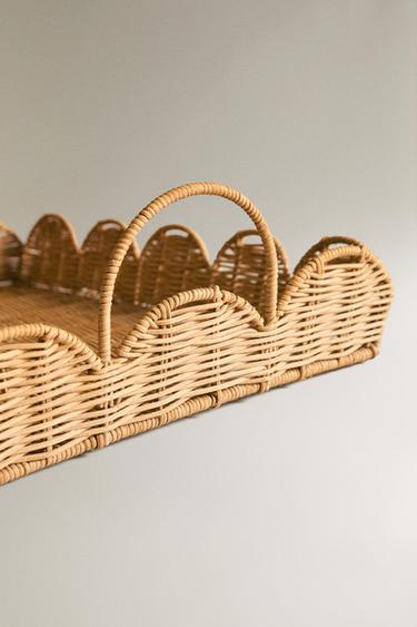 PLATEAU ROTIN ONDES - Beige clair de Zara - Image 2